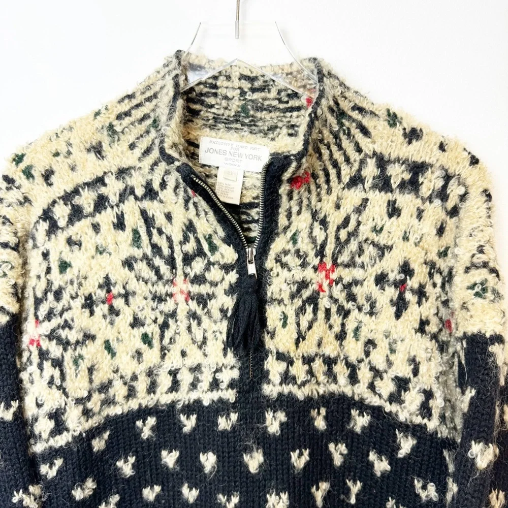 Handknit for Jones New York | 90's Vintage Wool Mohair Pullover - Picture 3 of 6